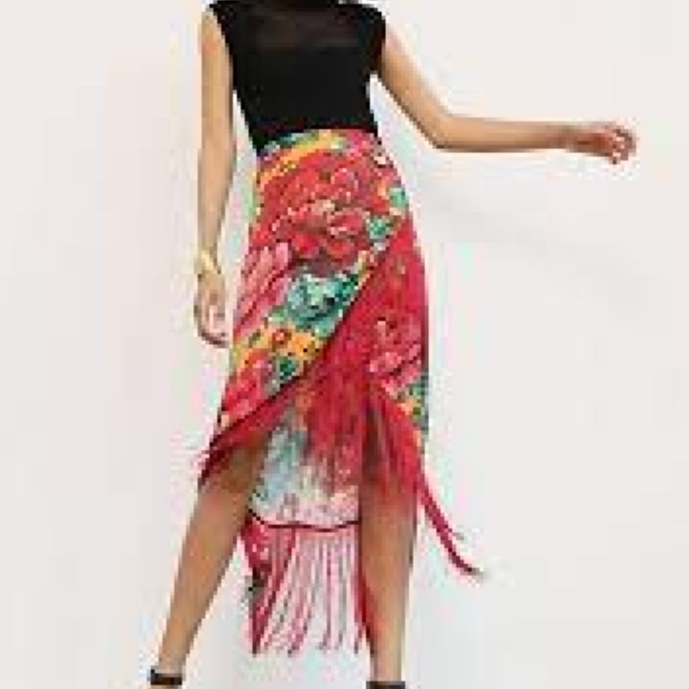 Anthropologie Women’s Farm RIO Benita Fringed Floral Skirt